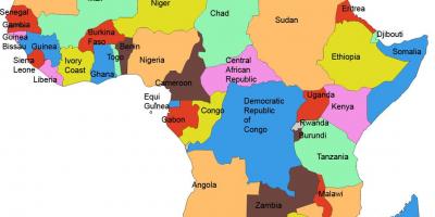 Afrikan kartan osoittaa tansaniassa