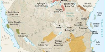 Kartta tansanian safari 