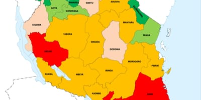 Tansanian väestö tiheys kartta